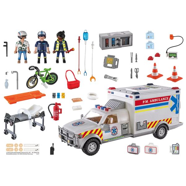 Playmycenter Playmobil 70936 Vehiculo de Rescate US Ambulancia Playmycenter